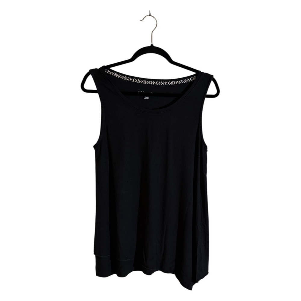 Soft Surroundings Tank Top M Black Asymmetrical Hem Modal Spandex Flowy
